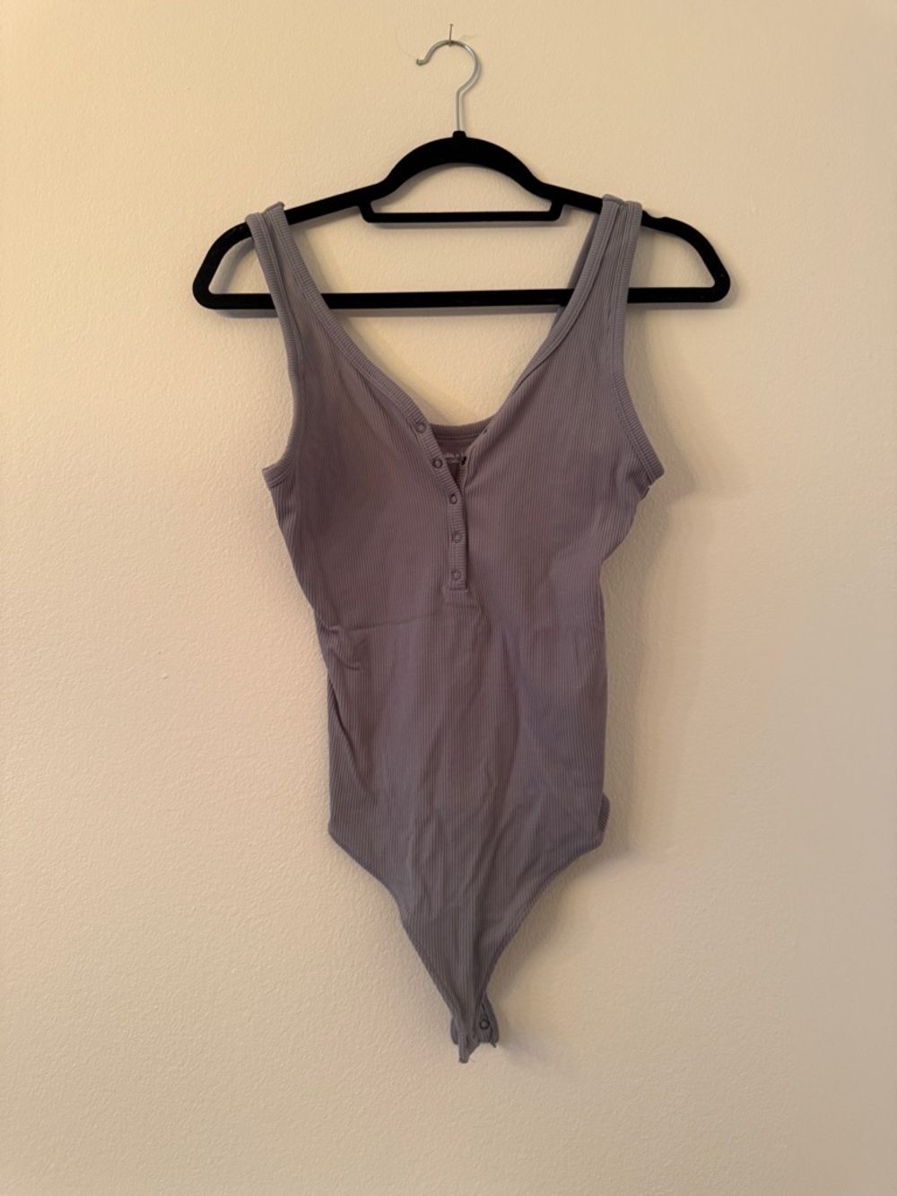 A&F Ribbed Scoop-Button Bodysuit in Blue